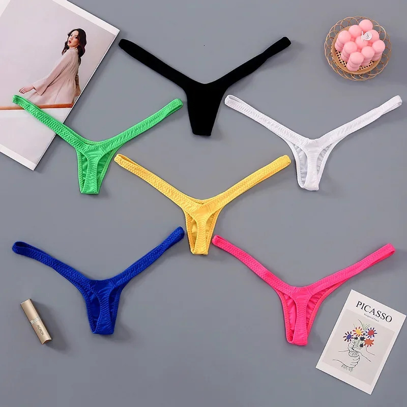 4PCS Thong Sexy Low Waist Mini Panties Deep V Womens Breathable One Line Bikini Bottom Female Panty Women Underwear 250805
