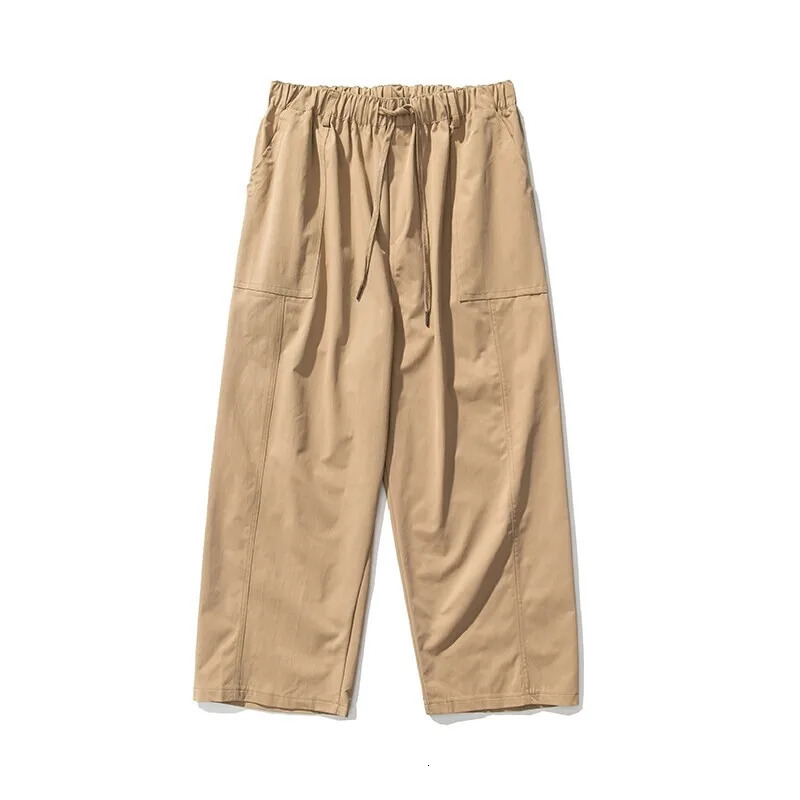 Spring Summer Ankle Length Pants Men Casual Streetwear Wide Leg Solid Straigh Loose Hip Hop Sports Harem Cargo Trousers 250729