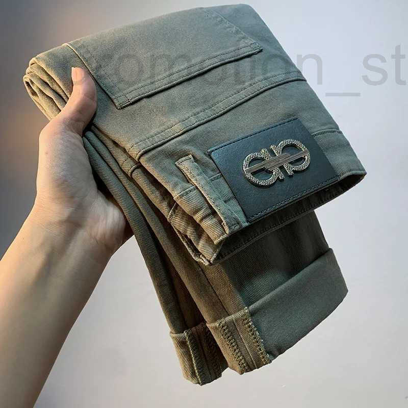 Men's Jeans Designer Light luxury mens jeans 2025 summer thin stretch tapered small straight leg casual versatile denim solid color pants S2587