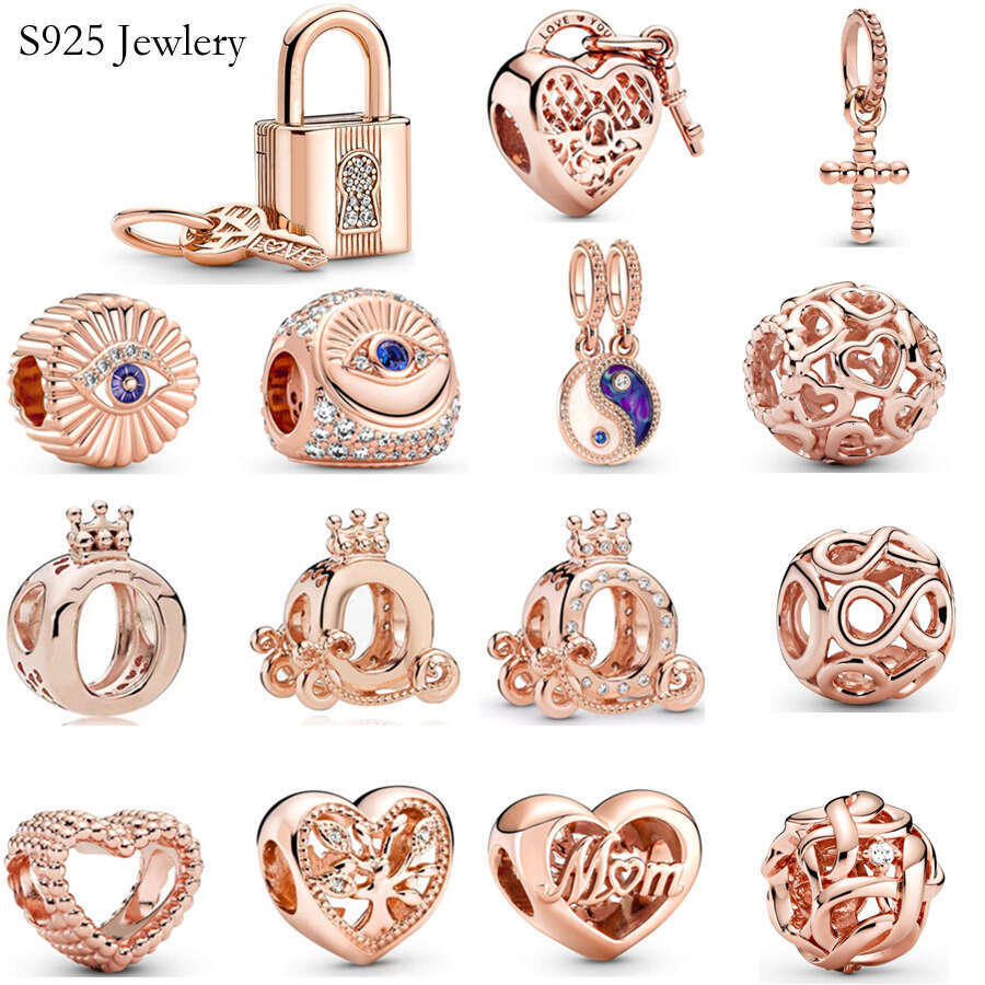 2025 NEW 925 Sterling Silver Rose Gold Gold Open Hygienic Charm Suspension Suitable For Bracelet DIY Fashion Jewelry