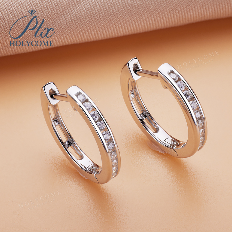 Tiny D Color Moissanite Ear Hoop Earrings 925 Sterling Silver Small Earring For Woman Wedding Engagement Luxury Jewelry Gift Wholesale