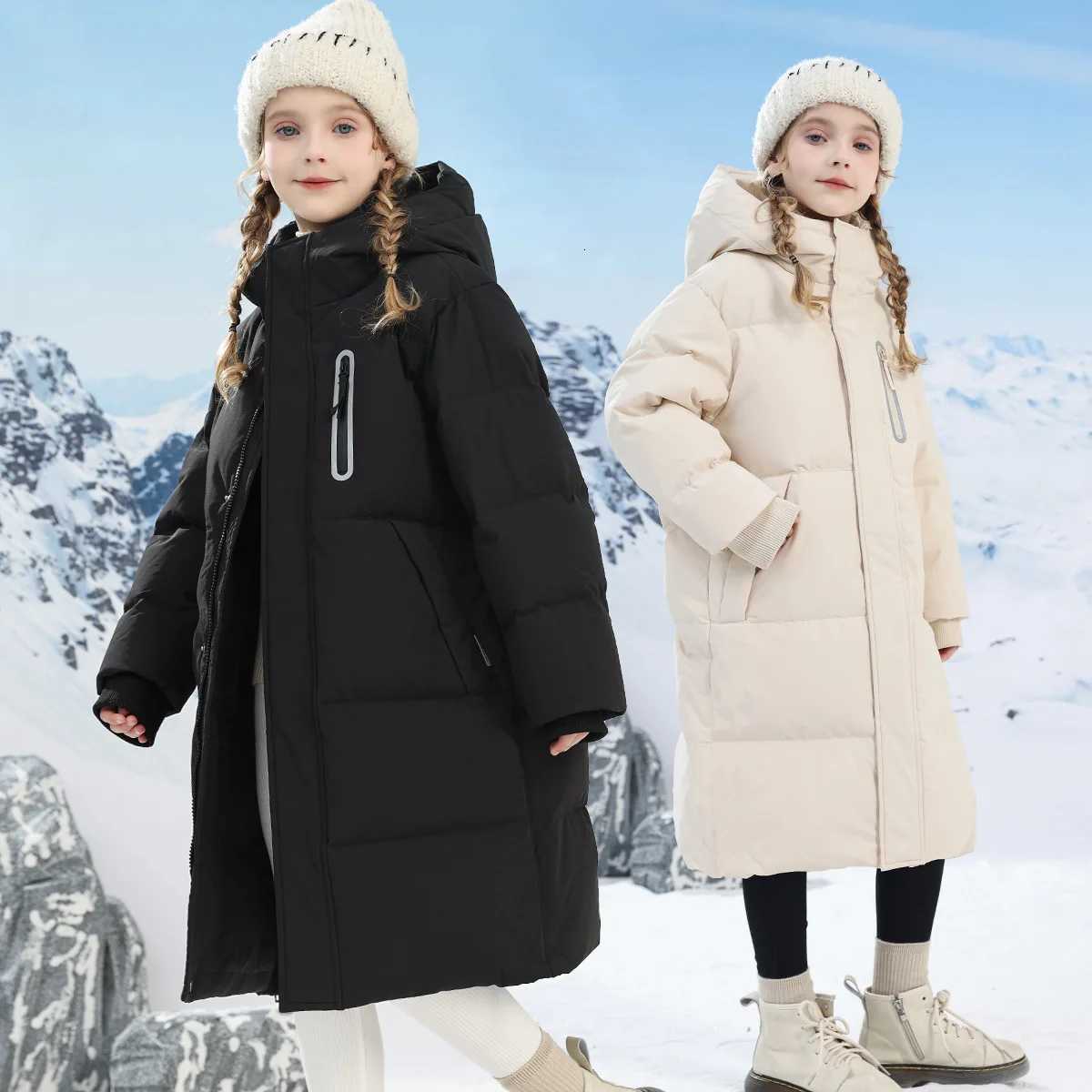 2024 Children Clothing Winter Down Cotton Jacket For Girls Over Knee Thick Snowsuit Kids Warm Parka Black Red White TR291 XJ250808