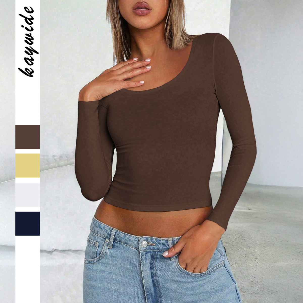 Y2K Hot Girl Slim Fit Long Sleeve Base Shirt T-Shirt Women's Fashion 2025 Autumn Winter
