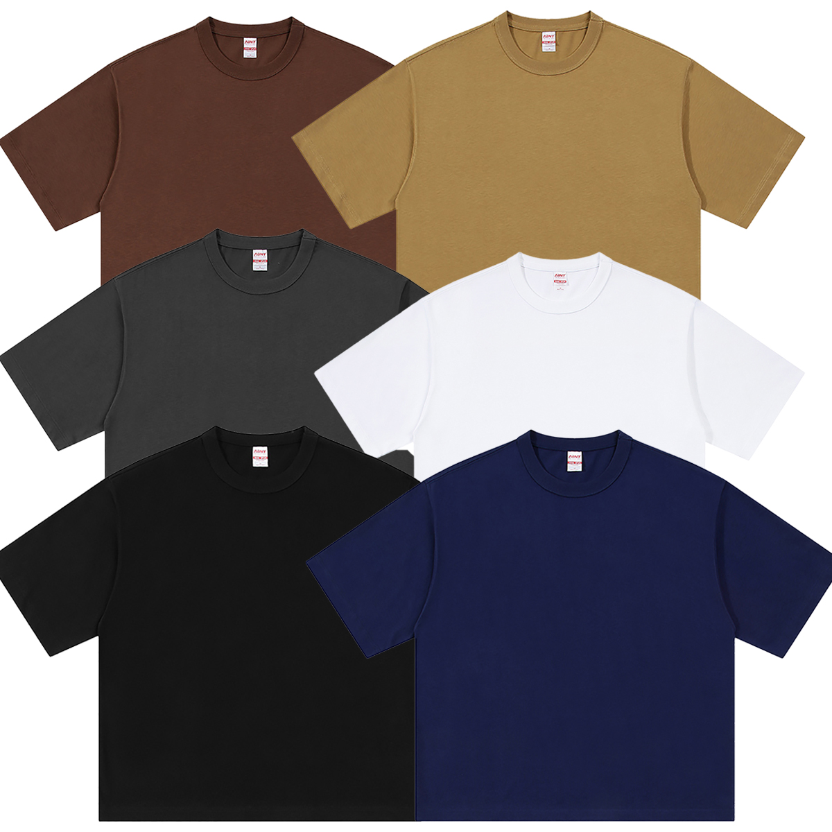 Spring Summer Mens Pure Cotton Round Neck T-Shirt Loose Breathable Extra Size Big Sropped Shoulders Short Sleeve