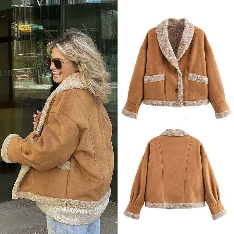 Women's Clothing Autumn And Winter Women's Clothing Retro Woolen Coat Lapel Loose Fur Top