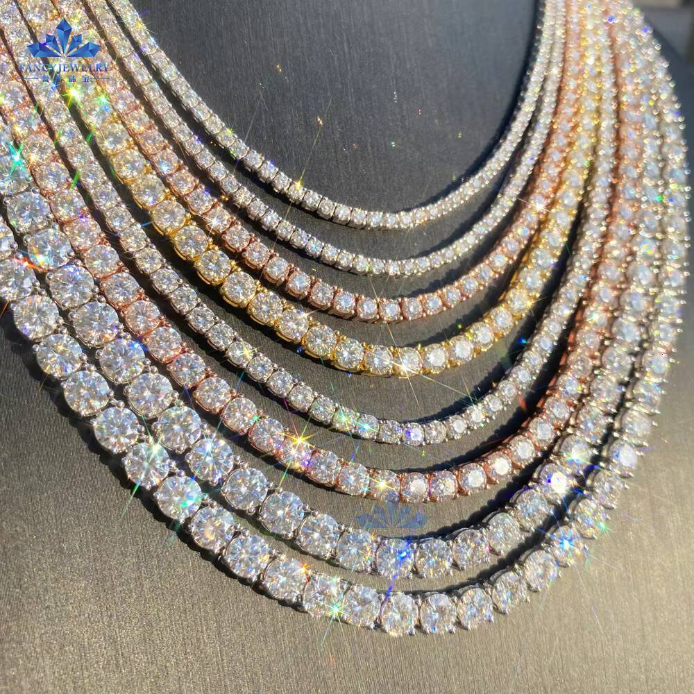 In Stock HipHop Jewelry S925 Silver 2mm 3mm 4mm 5mm 6.5mm Pass Diamond Test Iced Out Moissanites Tennis Bracelet Necklace