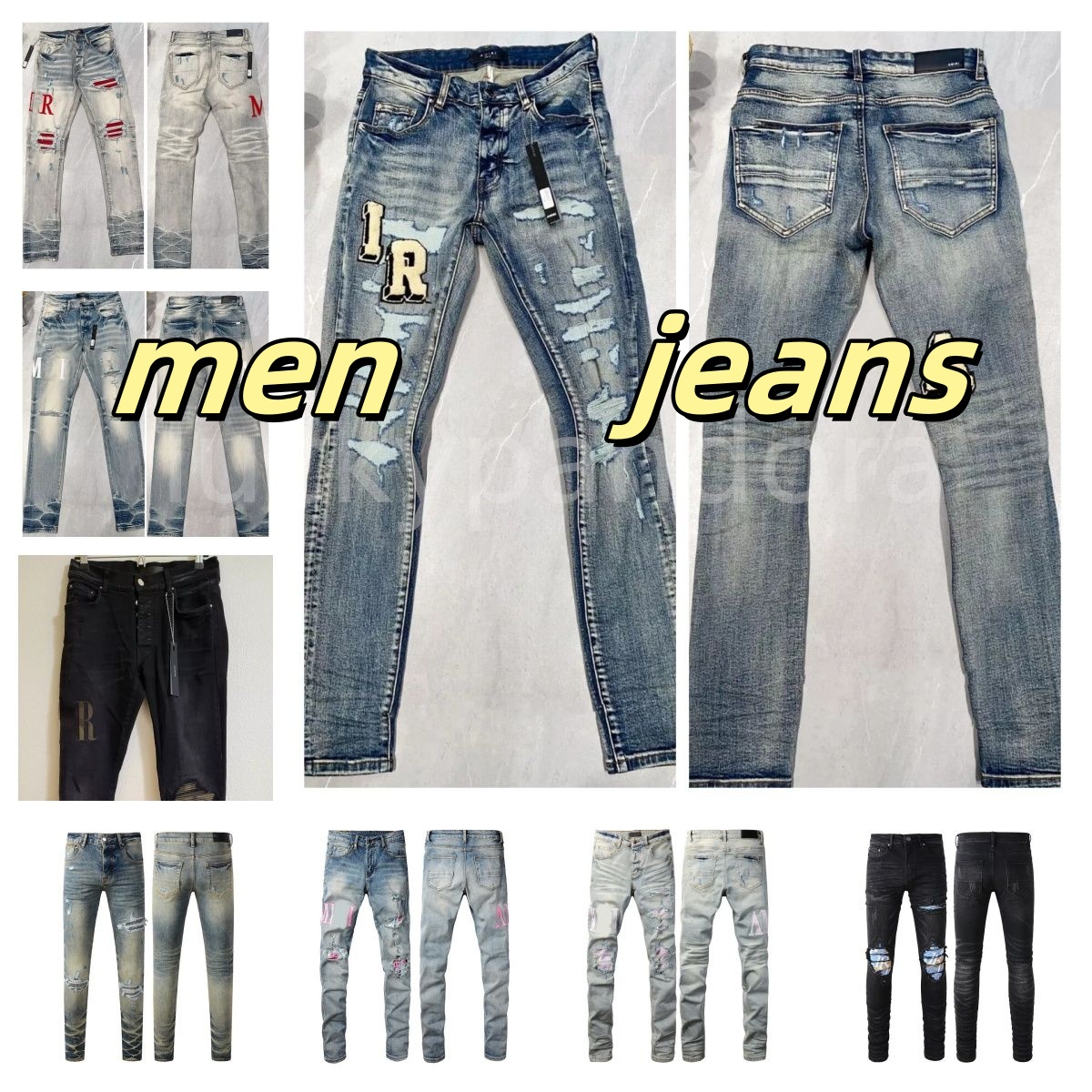 mens designer jeans Black pencil skinny pants hole pants cotton print hip hop streetwear pants casual streetwear fashion designers Jeans for men Jea