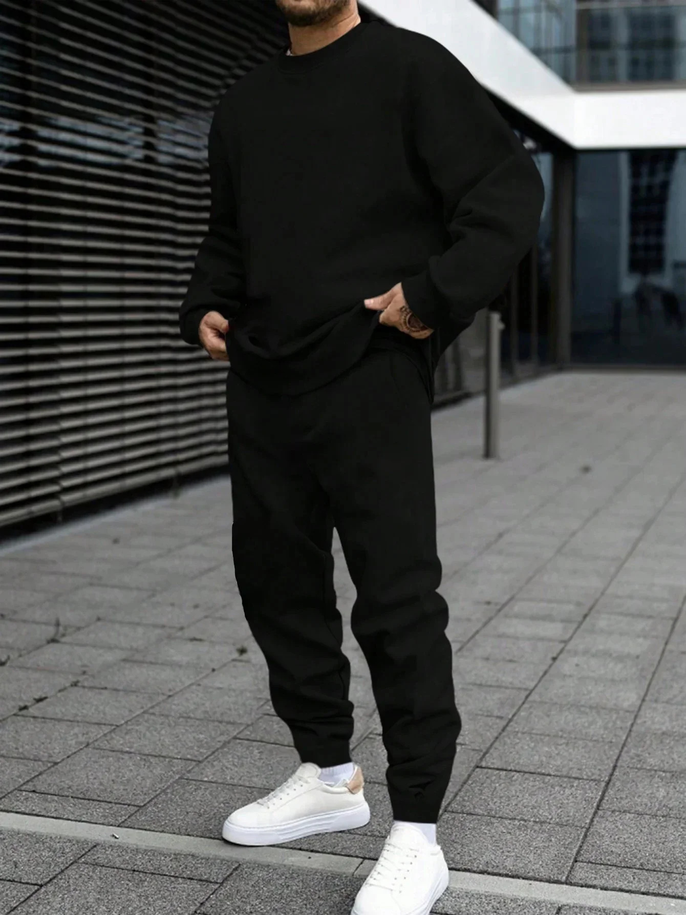 in Mens Tracksuit O Neck Sweatshirt Sweatpants 2 Pcs Set Casual Jogging Pullover Pants Man Clothing Fall Streetwear 250804