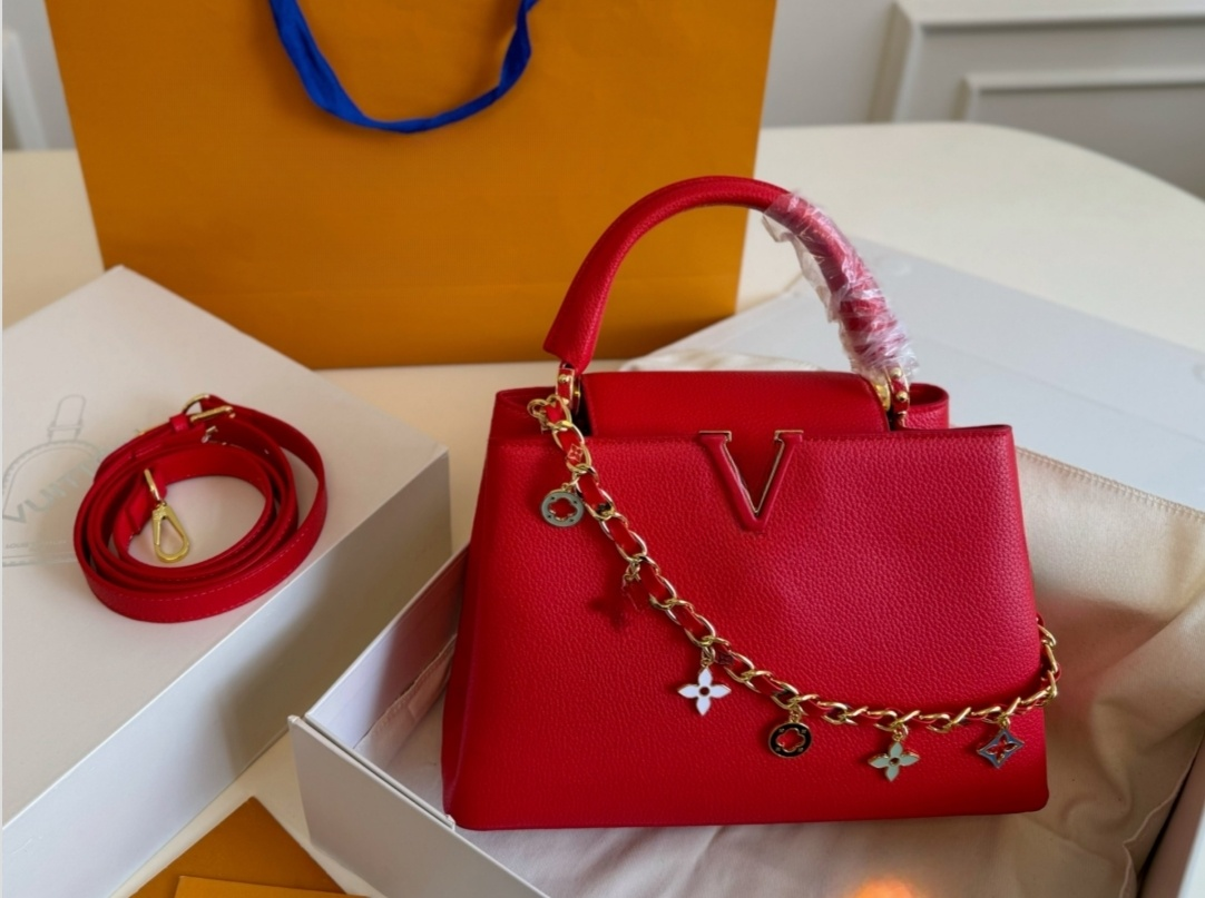 2025 Womens Luxurys Designers Capucines Chain Bag Totes Bags Paintings Handbag leather Flowers Shouder Crossbody Bag Purse Card Holder Pouch 27CM/20