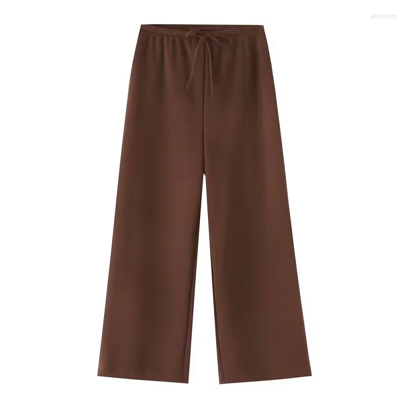 Women's Pants Elegant Solid Cargo Women Elastic Waist Lace Up Pant Summer 2025 Casual Fashion Streetwear All-match Temperament Trousers