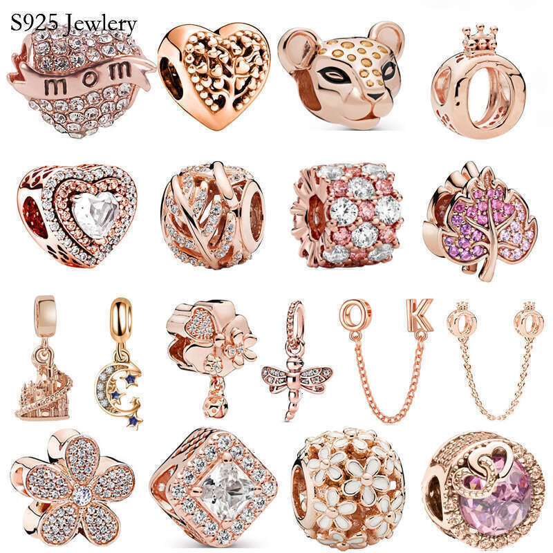 2025 NEW New Popular 925 Sterling Silver European Rose Gold Family Tree Castle Corolla Safety Chain Beads For S925 Snake Charm Silver Bracelet DIY J