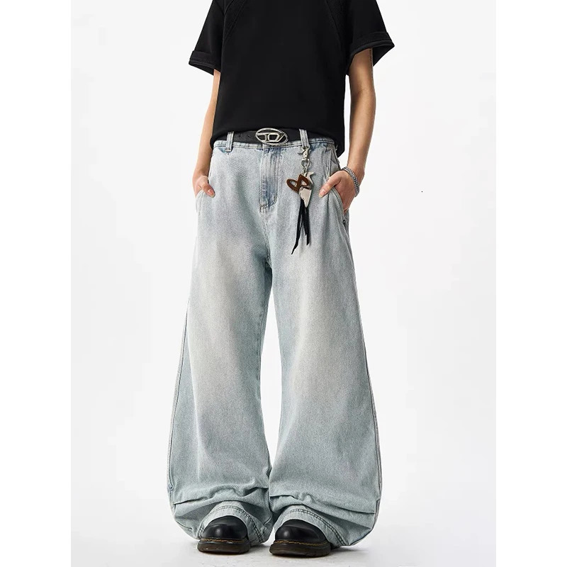 Mens Blue Y2k Baggy Jeans Harajuku Aesthetic Japanese 2000s Style Oversize Denim Trousers Vintage Jean Pants Trashy Clothes 250807