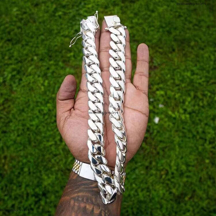 Hip Hop Gold Plated Sterling 12mm Wide Heavy Sier Cuban Chain for Mens Jewelry 19