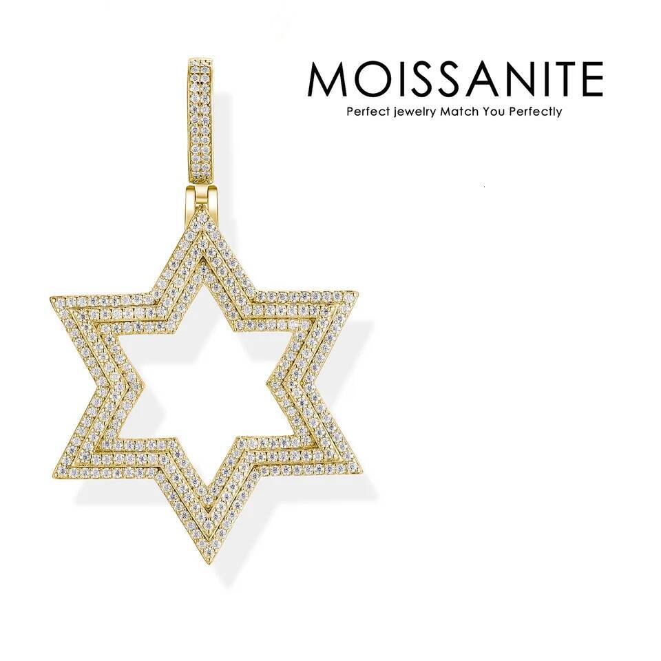 2.788 CTW Moissanite Cuban Link and Tennis Chain Pendant - Fusion of Elegance in 18K Gold Plated S925 Sterling Silver