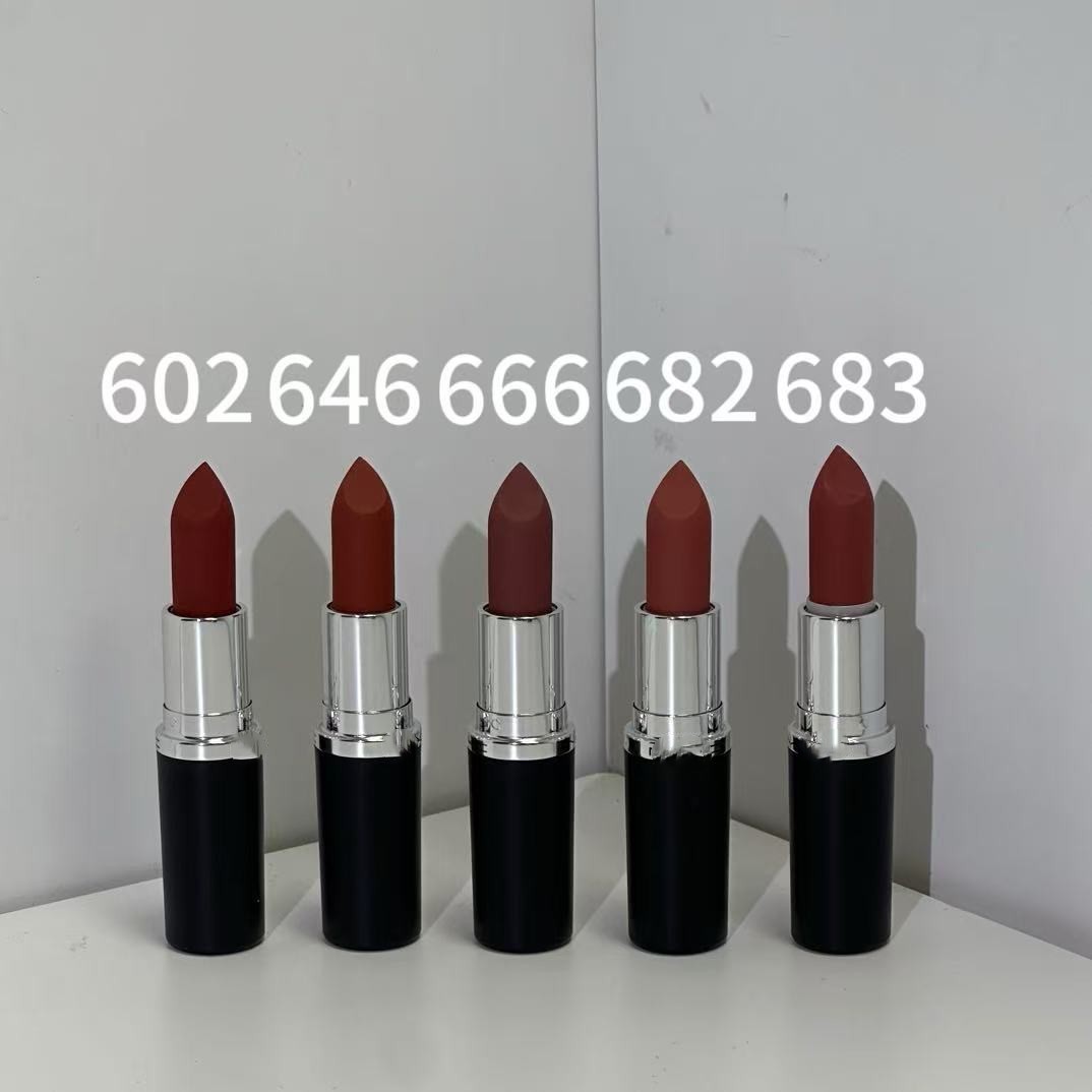 M matte Lipsticks Rouge a Levres 3.5g 5 Color Girl Lip Beauty Cosmetics Tube Lipsticks Long Lasting Stock-image-903434036