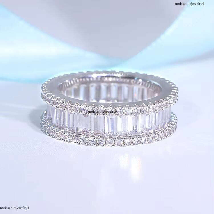 Xingguang Man's Hip Hop Bling baguette Moissanite Vvs Sterling Sier Ring for Fashion Jewelry