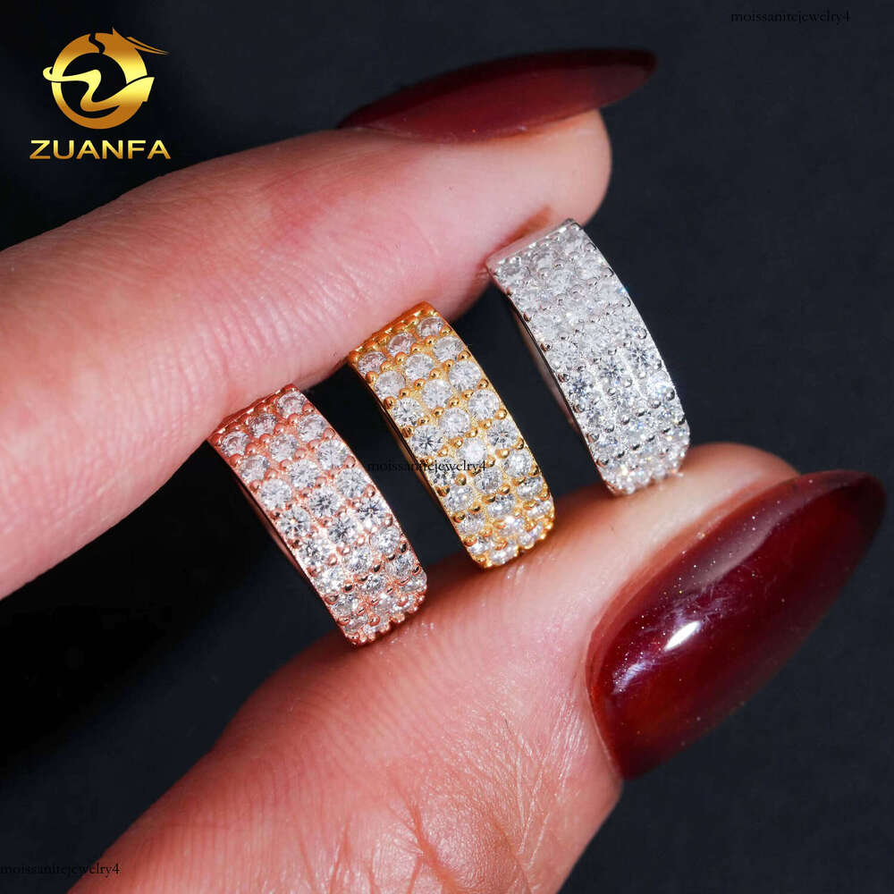 Ready to Ship GRA Certificate Trendy Iced Out Hip Hop Jewelry Sier VVS Moissanite Hoop Earrings for Women and Men