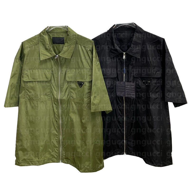 Designer Mens casual zipper cardigan Fashionable and casual young people's trendy short-sleeved waterproof short-sleeved men's shirt