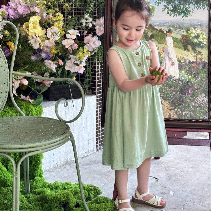 D221 New summer 2025 princess girl stylish vest sleeveless dress baby girl summer small fresh dress-image-1071635251