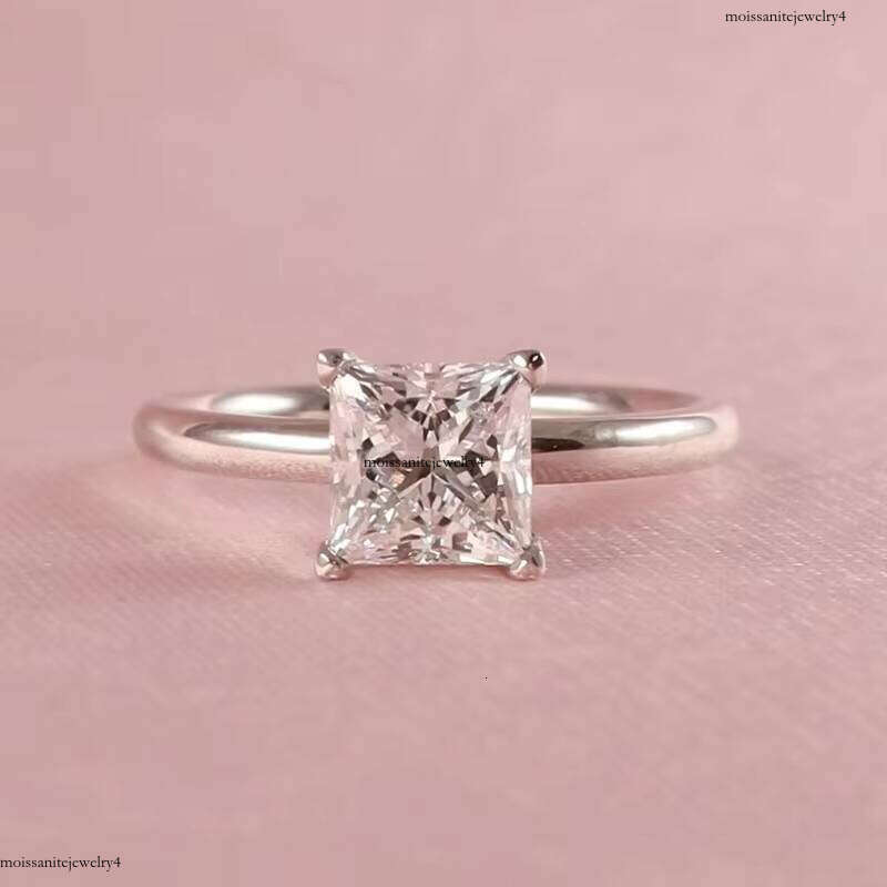 Custom High Jewelry Women Dia 3 ct Princess Cut VVS Moissanite 14K Gold Engagement Wedding Ring