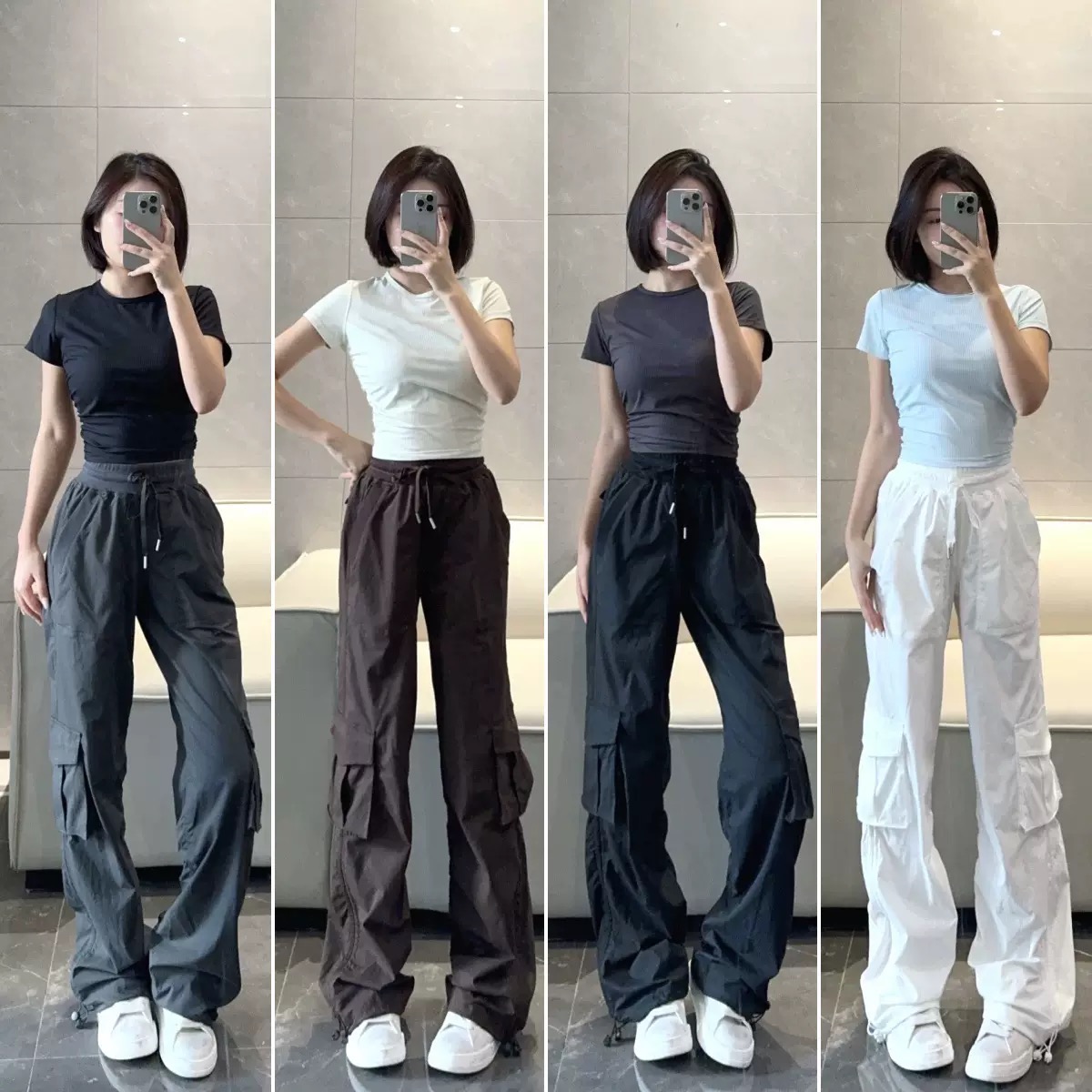 Womens Dance Studio Pant Work pants Drawstring Loose Workout Mid Waist Sports For Women Casual Gym Yoga Long Wide Leg Pants Trousers 2025 New-image-1070507950