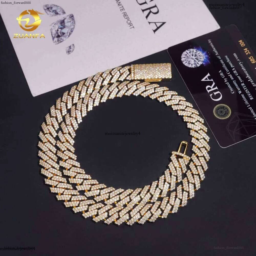 12Mm Gold Plated Bracelet Hip Hop Jewelry Necklace Sier VVS Moissanite Iced Out Cuban Link Chain ce