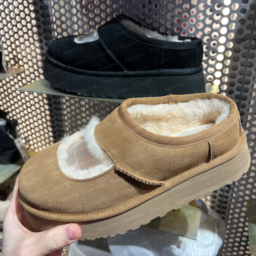 Womens Bea Mary Jane Slippers Designer Shearling Shoes Fur Slides Classic Ultra Mini Platform Boot Tazz Tasman Chestnut Slip-on Suede Wool Comfort W