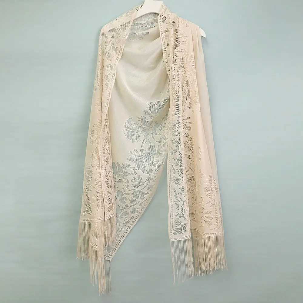Tassel Patchwork V-Neck Cardigans Women Vintage Shawl Party Dinner Top Scarf Shawls Mesh Cloak Capelet Fringes 250815