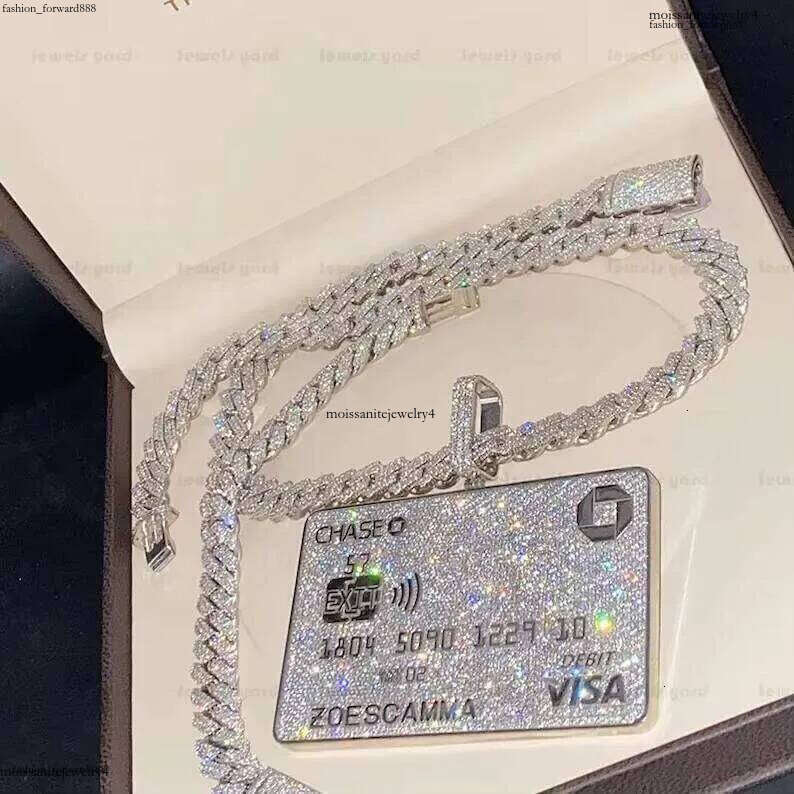 Credit Card Pure Sier VVS Hip-Hop Jewelry Silicon Stone Pendant f3