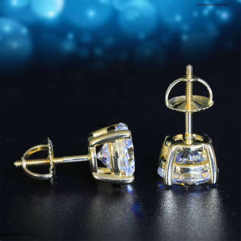 Classic Only One Plated 10K 14K Solid Gold With Vvs Moissanite Jewelry Dia Hip Hop Earring