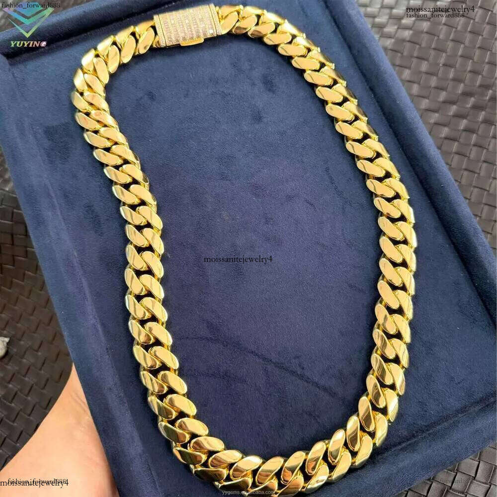 Hip Hop Men's Jewelry Sterling Sier Silicon Buckle Gold-Plated Rope Necklace Cuban Chain 3c