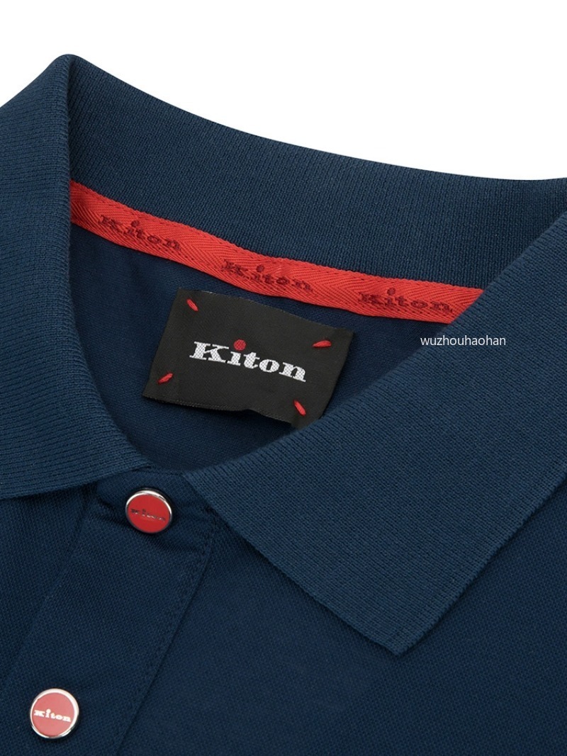 Mens Polos Summer Kiton Cotton Blue and Black Tennis Short Sleeve T-shirts K1289