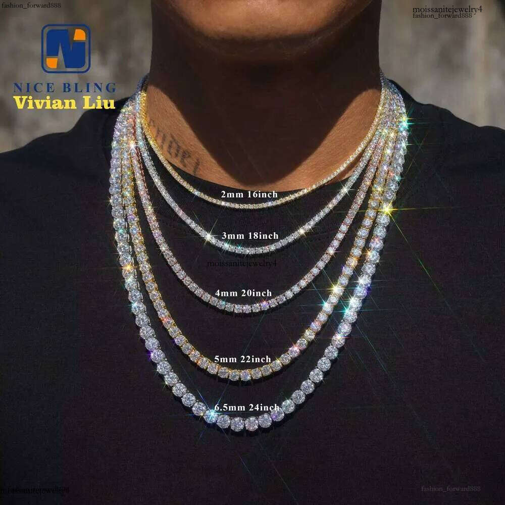 Wholesale Price Sterg Sier Bracelet Necklace Vvs Moissanite Hip Hop Jewelry Iced Out Dia Tennis Chain 98
