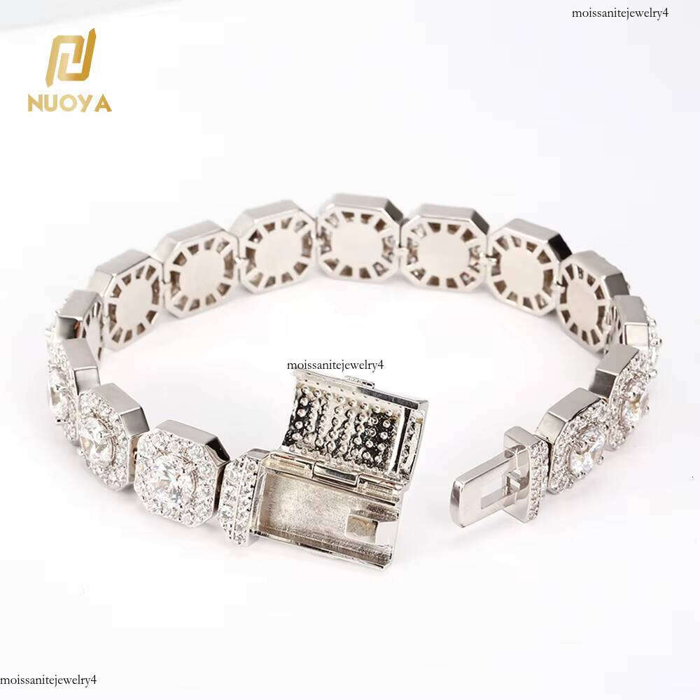 NUOYA Iced Out Zircon Tennis Bracelet 10mm Plated Clustered Hip Hop Jewelry Gift for Men Women Unisex Party Bling