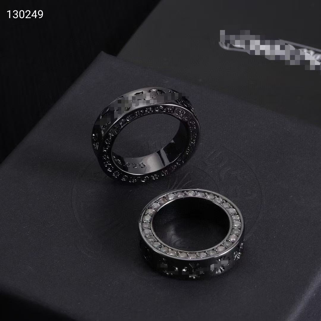 Black Gold Chrome Cross Rings S925 Silver Plated Hip Hop High quality Vintage Cross Thai Silver Designer Chromes Ring For Men and Women Jewelry g