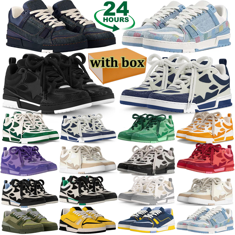 with box designer skate shoes men women board shoes outdoor comfortable jogging walking casual trainers black blue pink-image-955869174