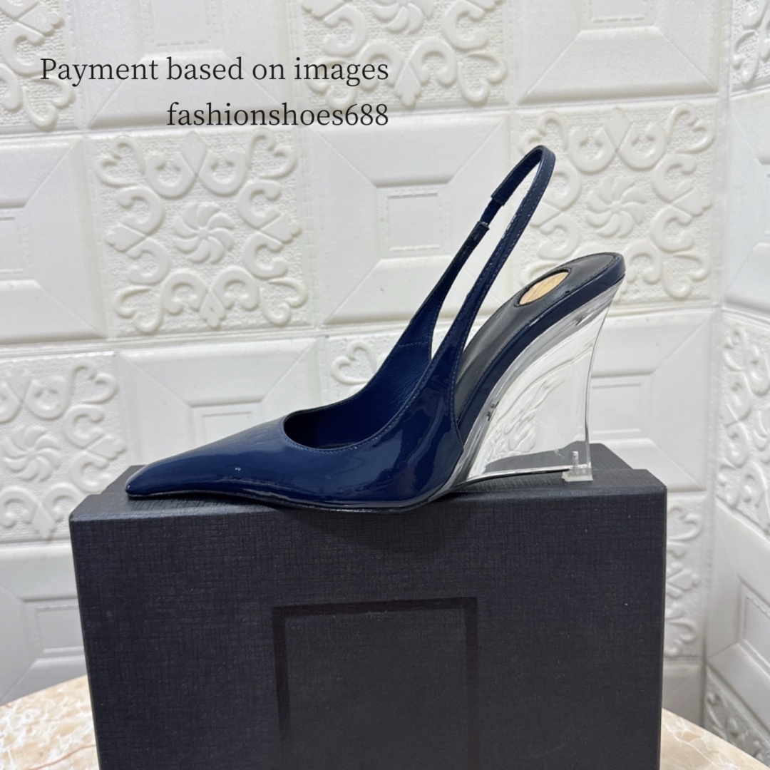 Sangle arrière en cuir pointu foncé talons hauts chaussures simples chaussures de mariage Chaussures de mariage luxueux Bureau des femmes tailles