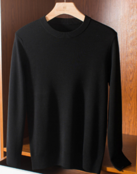 306 Men Wool Sweater Four-pin Thick Warm Round Neck Autumn and Winter Bottoming Knitted