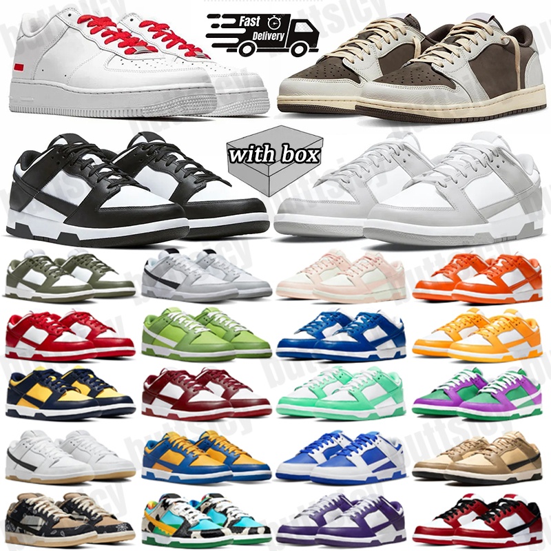 Chaussures de créateurs baskets panda noir blanc université bleu en cuir en cuir en cuir en cuir en cuir respirant classique gris brouillard moye