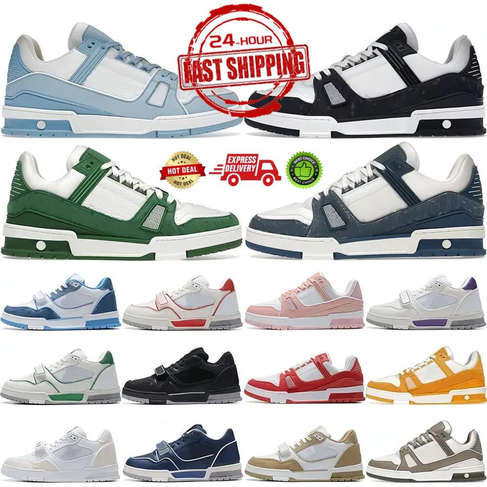 Designer Shoes Mens Trainer Sneakers Low Black White Blue Navy Orange Green Yellow Pink Brown Men Women Trendy Tennis Outdoor Jogging Walking Sho-image-938006696