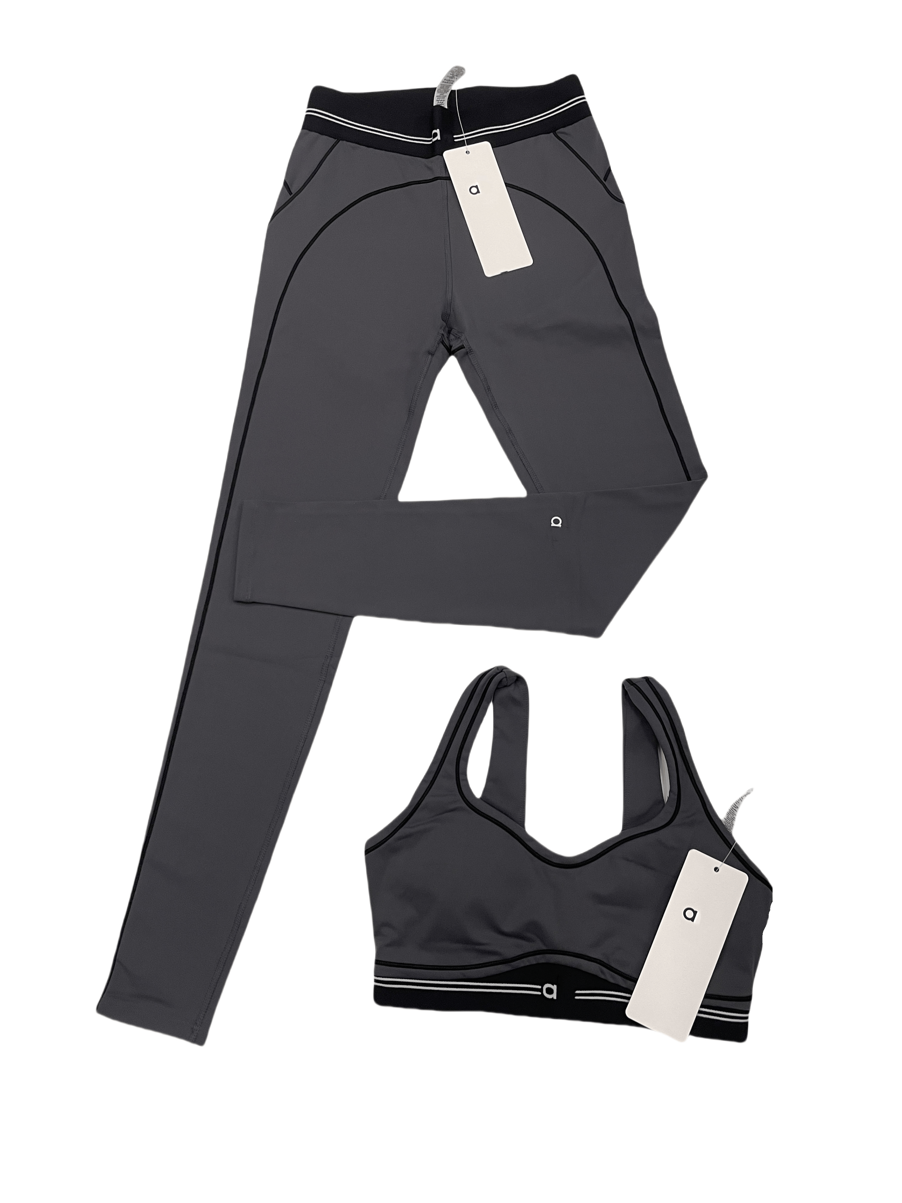 Aalloo Women Yoga Set Designer Sports Bra Leggings High White Striped Low Back Tracksuit Running Fitness Quick Drying Pilates Gym Set Suit Alosetism