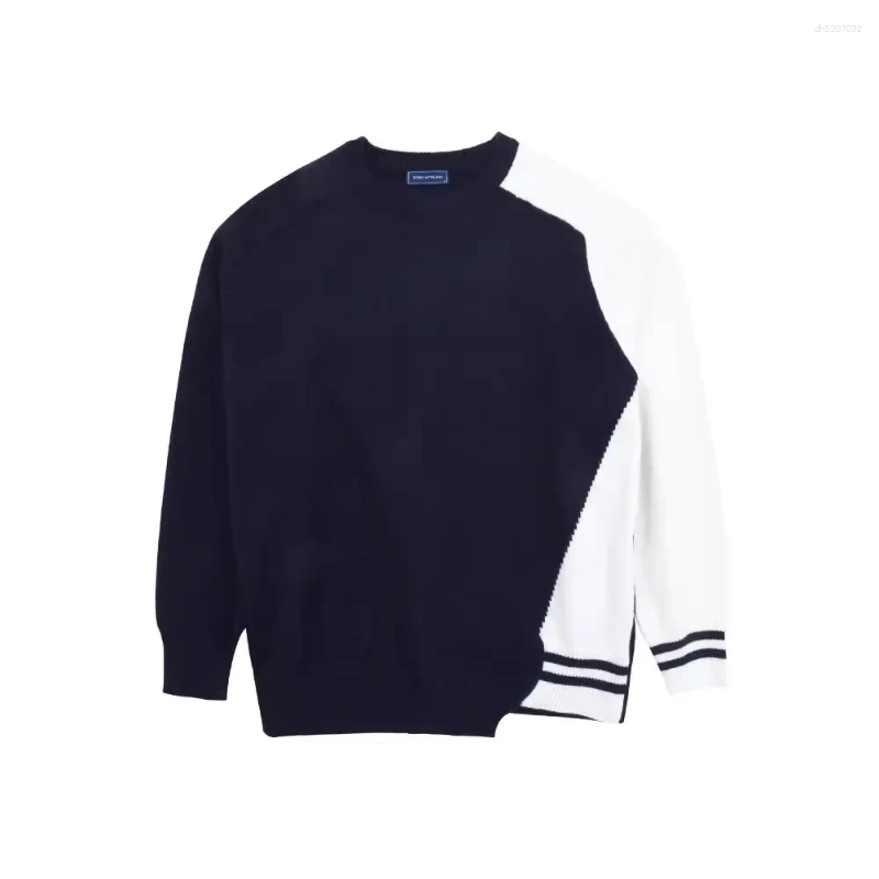Pulls à hommes pull de style américain Pull pour les hommes bloquant la couleur de la marque à la mode décontractée Base Base Top Crew Necy Pullo