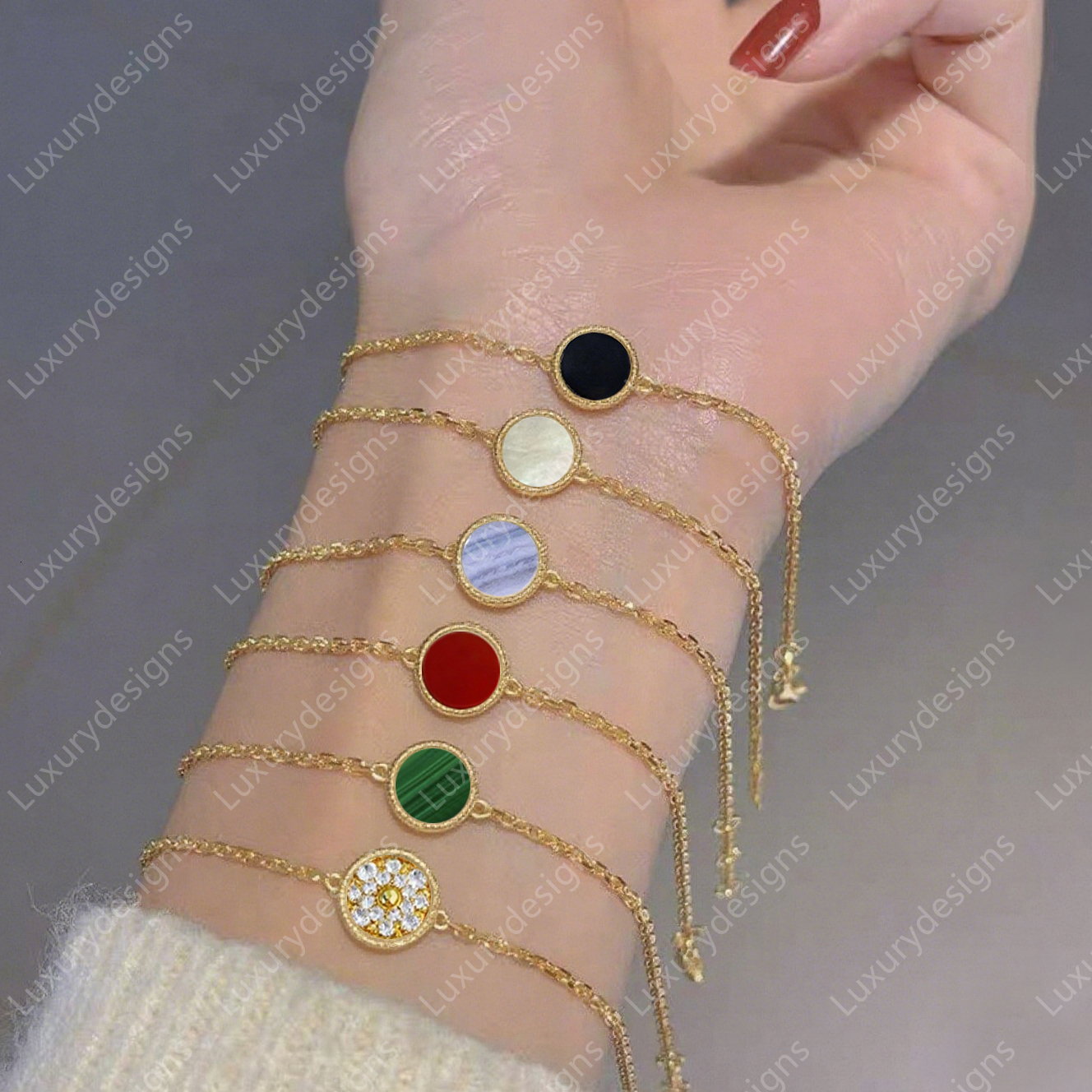 Top Quality Clover Bracelet Reversible Designer Bracelets Womens S925 Silver 18K Gold Plated Natural Chalcedony Mother-of-Pearl with Green Box