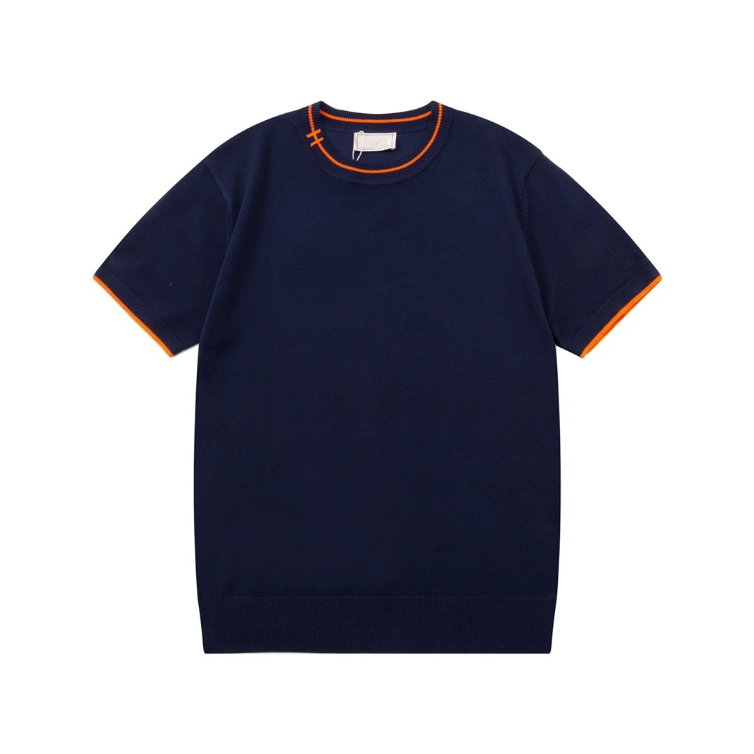 Luxury Designer Mens Womens Top Slim T-shirts European&American Foreign Trade Unisex Summer Knit Short Sleeve Shirts Polos - H Casual Printed Knitte