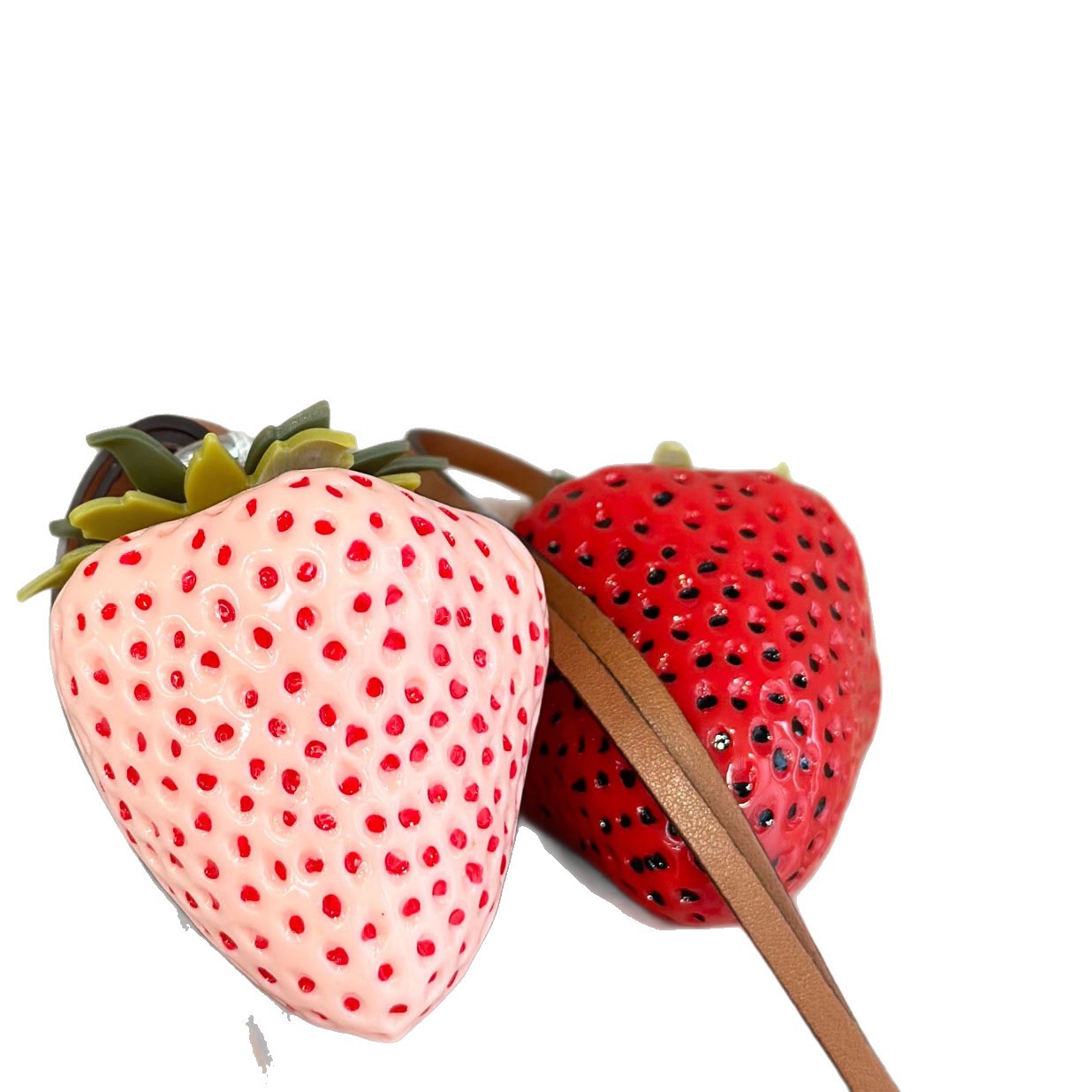 handmade Strawberry DIY Fruit Charm Jewelry Bag Pendant Material package phone mobile car Key Holder red Cherry Grape Keychains Simulation Keyring p