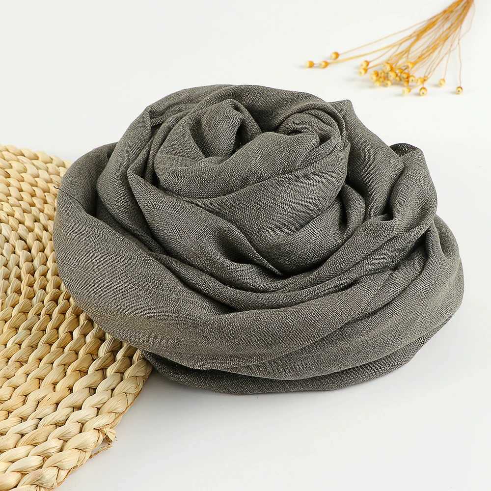 Solid Color Linen Cotton Hijabs for Women Plain Scarf Muslim Women Fringed Shawl Large Wraps Headband Eid Long Scarves 190X100cm 250815