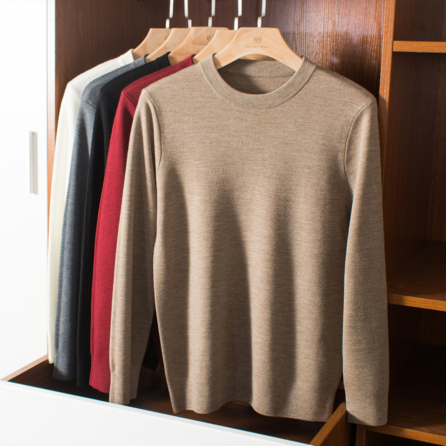 335 Men Wool Sweater Four-pin Thick Warm Round Neck Autumn and Winter Bottoming Knitted