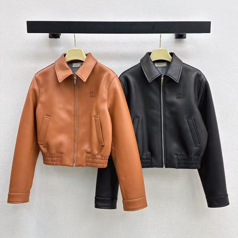 Women's latest autumn and winter short jacket, leather jacket, three-dimensional letter embroidery design jacket, paired with temperament short