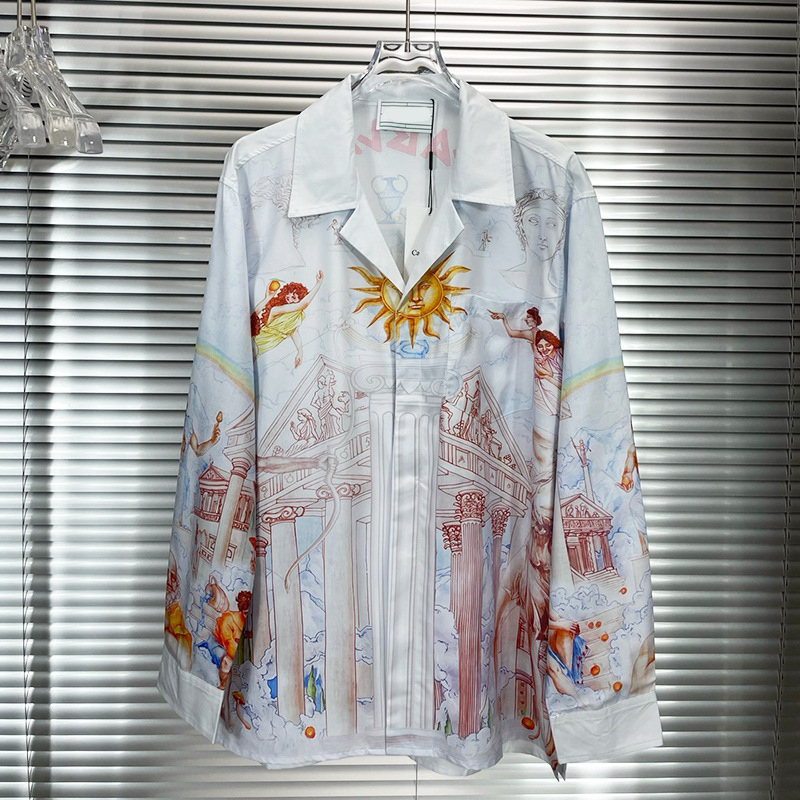 Men's Vacation Designer Shirts Autumn Oversized Printing Slim Fit High Street Graphic Long Sleeves Breathable Lapel Casual Beach Cardigan