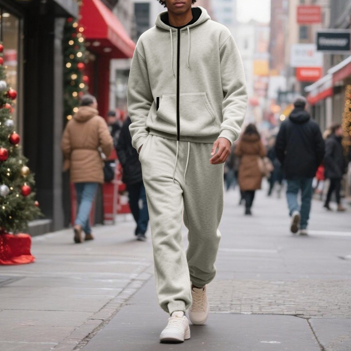 Streetwear Zipper Hoodie Shorts Set Y2K Mens Two Piece Set Hip Hop Rock Double layered Retro Sportswear Casual Shorts Set 240821
